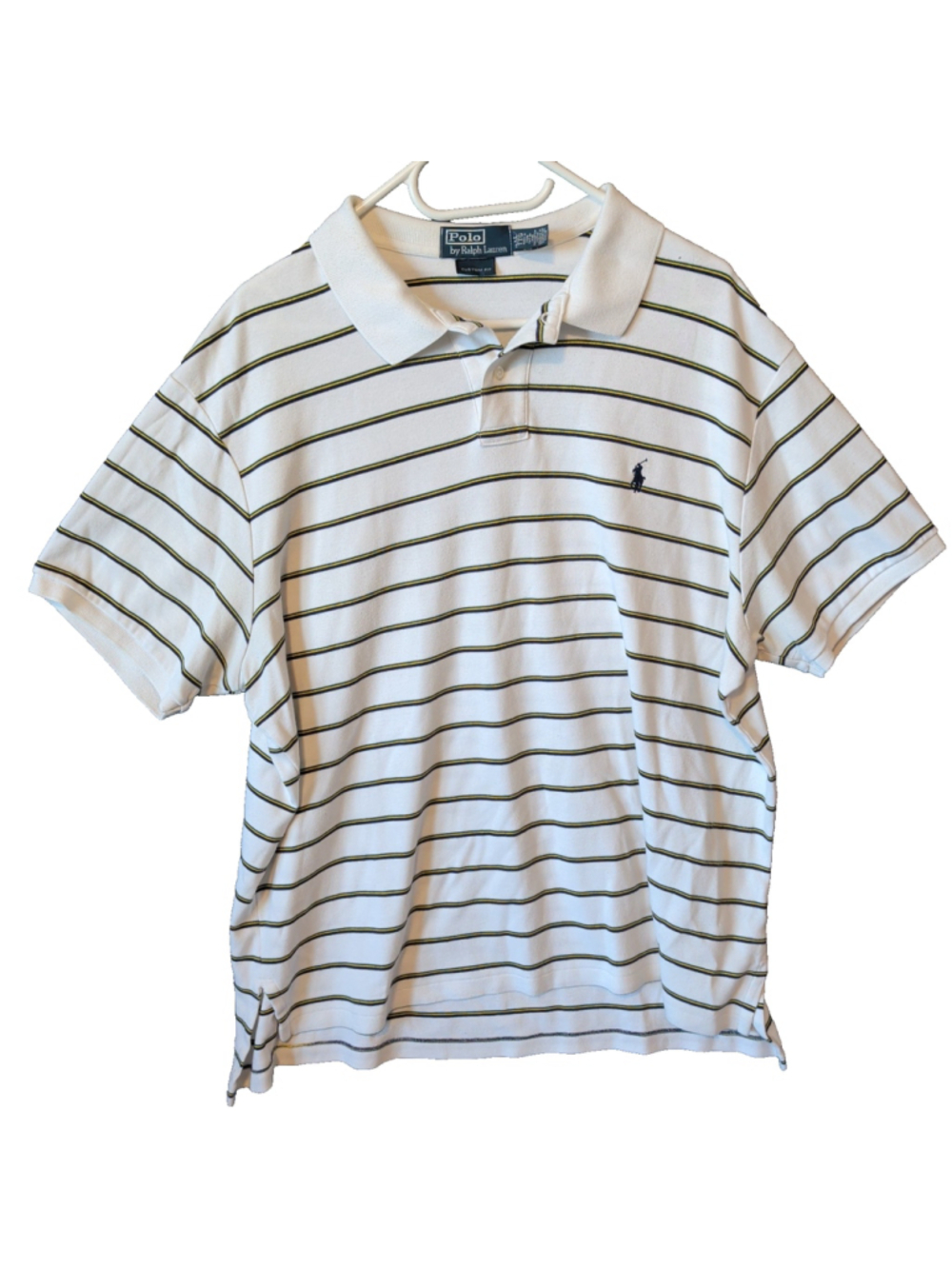 Polo Ralph Lauren Custom Fit Polo Shirt Mens XXL White Stripe Cotton Pony Preppy